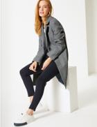 Marks & Spencer Petite Wool Blend Checked Coat Navy Mix
