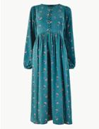 Marks & Spencer Floral Midi Relaxed Fit Dress Teal Mix