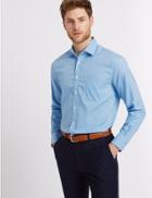 Marks & Spencer Pure Cotton Tailored Fit Shirt With Pocket Blue Mix