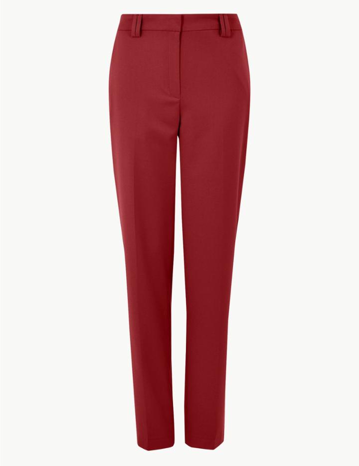 Marks & Spencer Freya Relaxed Straight Leg Trousers Scarlet