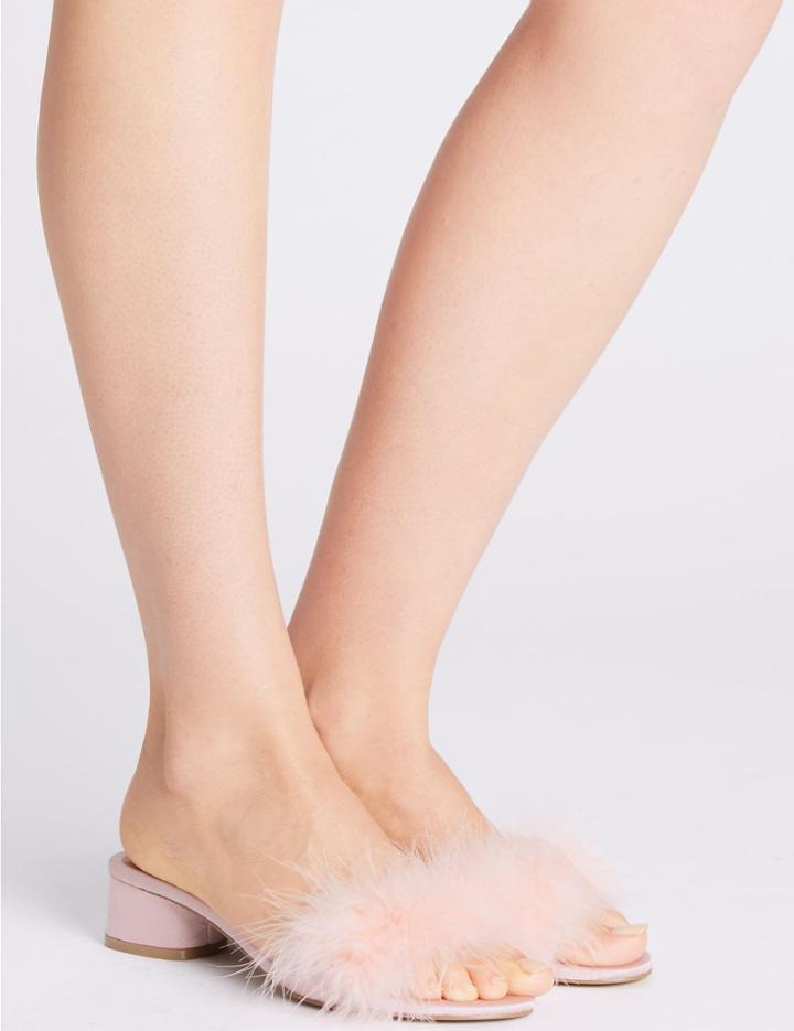 Marks & Spencer Fluffy Mule Slippers Dusty Pink