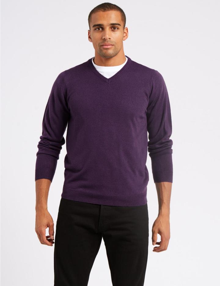 Marks & Spencer V-neck Jumper Medium Grape