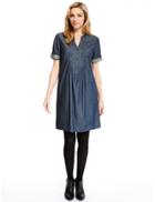 Marks & Spencer Pure Cotton Pleated Front A-line Dress Denim