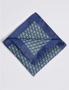 Marks & Spencer Pure Silk Monkey Print Pocket Square Jade Mix