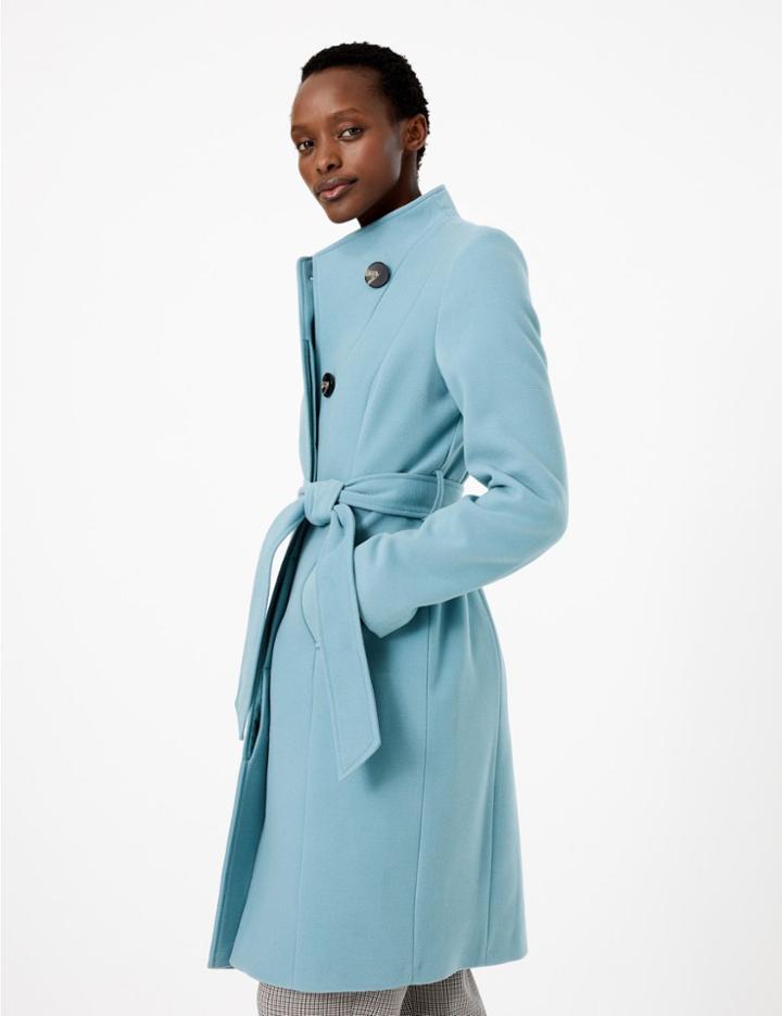 Marks & Spencer Soft Touch Wrap Coat Duck Egg