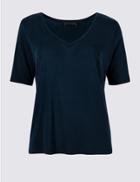 Marks & Spencer Petite Modal Rich Short Sleeve T-shirt Navy