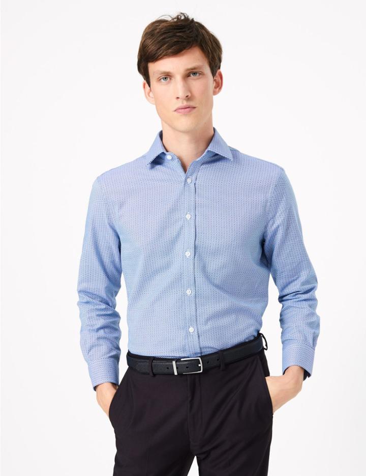 Marks & Spencer 2in Shorter Tailored Fit Shirt Cobalt