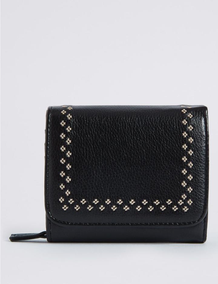 Marks & Spencer Faux Leather Twin Needle Purse With Cardsafe&trade; Black Mix