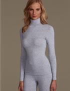 Marks & Spencer Heatgen&trade; Thermal Polo Neck Top Grey