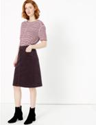 Marks & Spencer Cotton Rich A-line Skirt Dark Grape