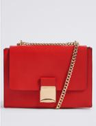 Marks & Spencer Faux Leather Push Lock Shoulder Bag Red