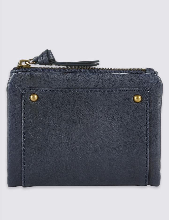 Marks & Spencer Leather Purse With Cardsafe&trade; Navy