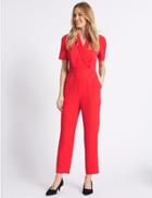 Marks & Spencer Pique Short Sleeve Jumpsuit Pink