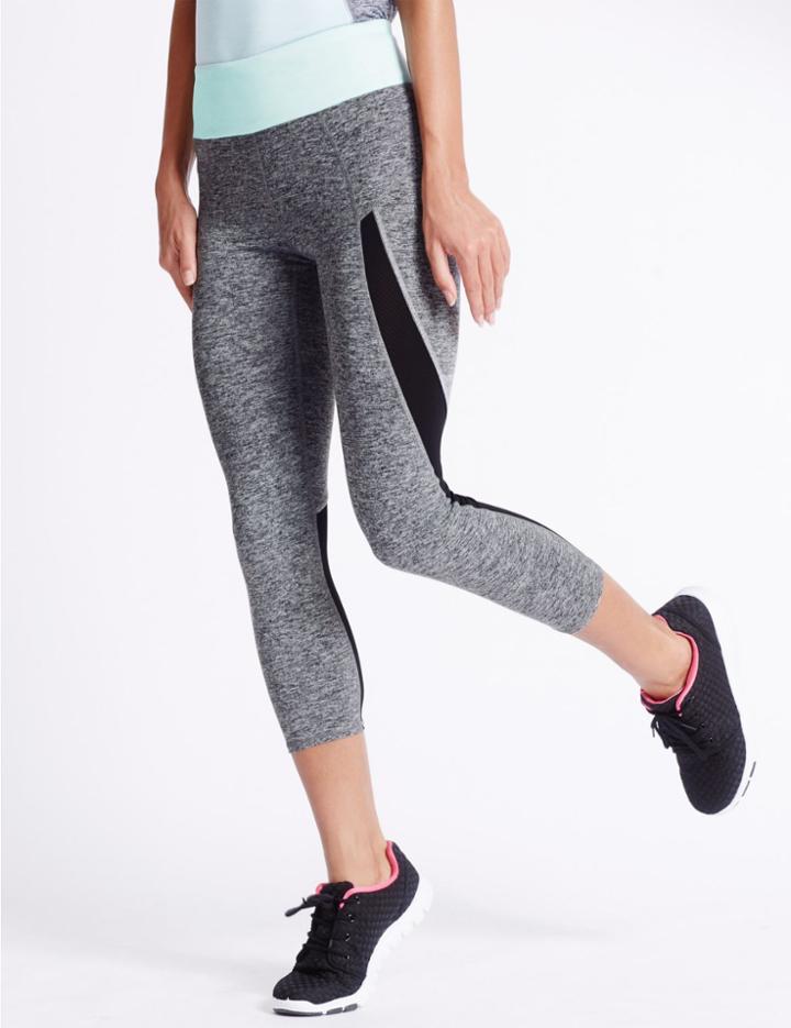 Marks & Spencer Performance Marl Cropped Leggings Grey Marl