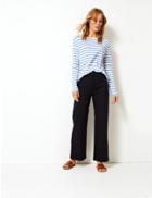 Marks & Spencer Wide Leg Utility Style Trousers Navy