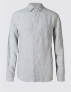 Marks & Spencer Pure Linen Easy Care Slim Fit Shirt Natural