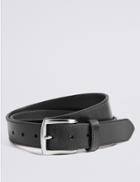 Marks & Spencer Leather Rectangular Buckle Casual Belt Black