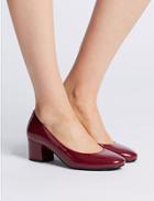 Marks & Spencer Wide Fit Block Heel Court Shoes Berry