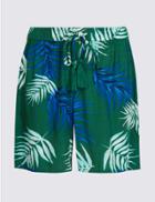Marks & Spencer Leaf Print Casual Shorts Ivory Mix