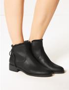Marks & Spencer Faux Leather Tie Back Ankle Boots Black