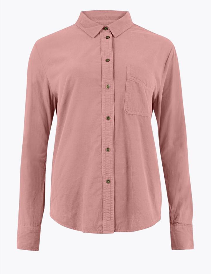Marks & Spencer Pure Cotton Corduroy Shirt Raspberry