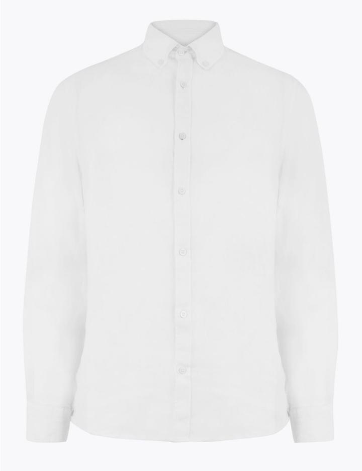 Marks & Spencer Pure Linen Slim Fit Shirt White