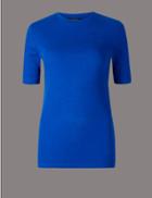 Marks & Spencer Pure Organic Cotton Round Neck T-shirt Cobalt