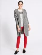 Marks & Spencer Textured Waterfall Long Sleeve Cardigan Grey