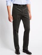 Marks & Spencer Tailored Fit Cotton Rich Corduroy Trousers Grey
