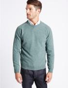 Marks & Spencer Pure Lambswool Crew Neck Jumper Peacock