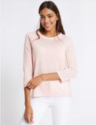 Marks & Spencer Floral Print Raglan &frac34; Sleeve T-shirt Pink Mix