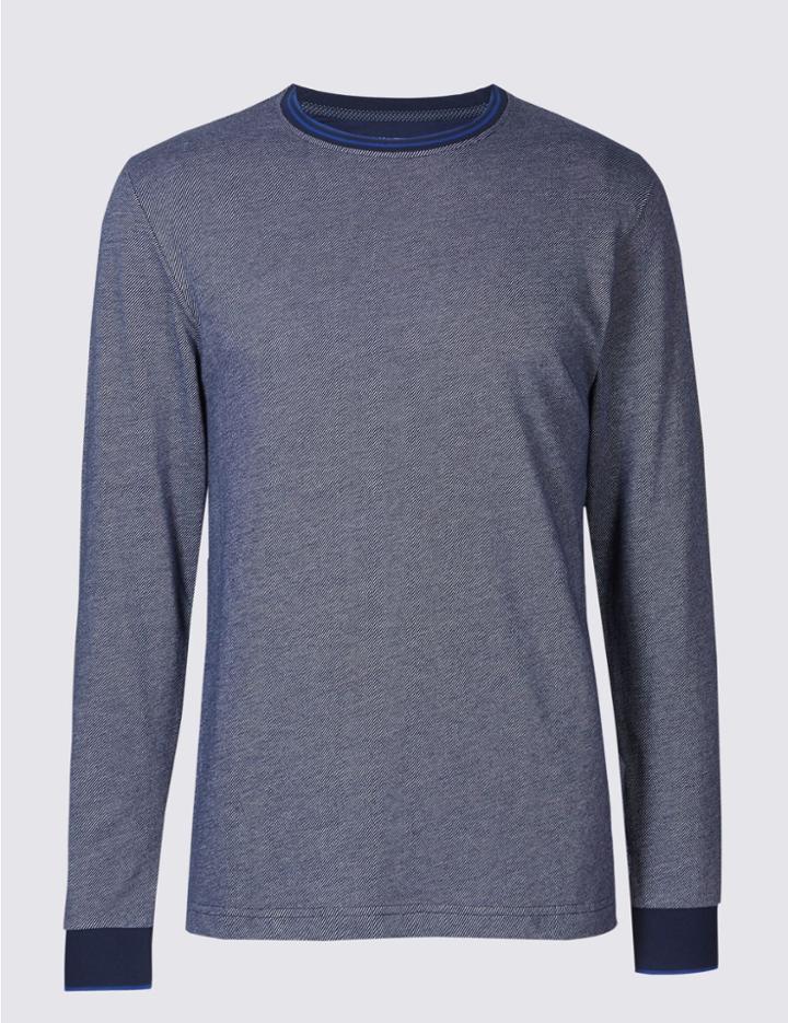 Marks & Spencer Slim Fit Pure Cotton Striped Top Nightshade