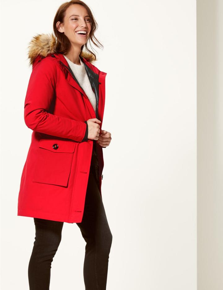 Marks & Spencer Padded Goose Down & Feather Parka Chilli