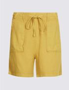 Marks & Spencer Linen Rich Patch Pocket Shorts Ochre