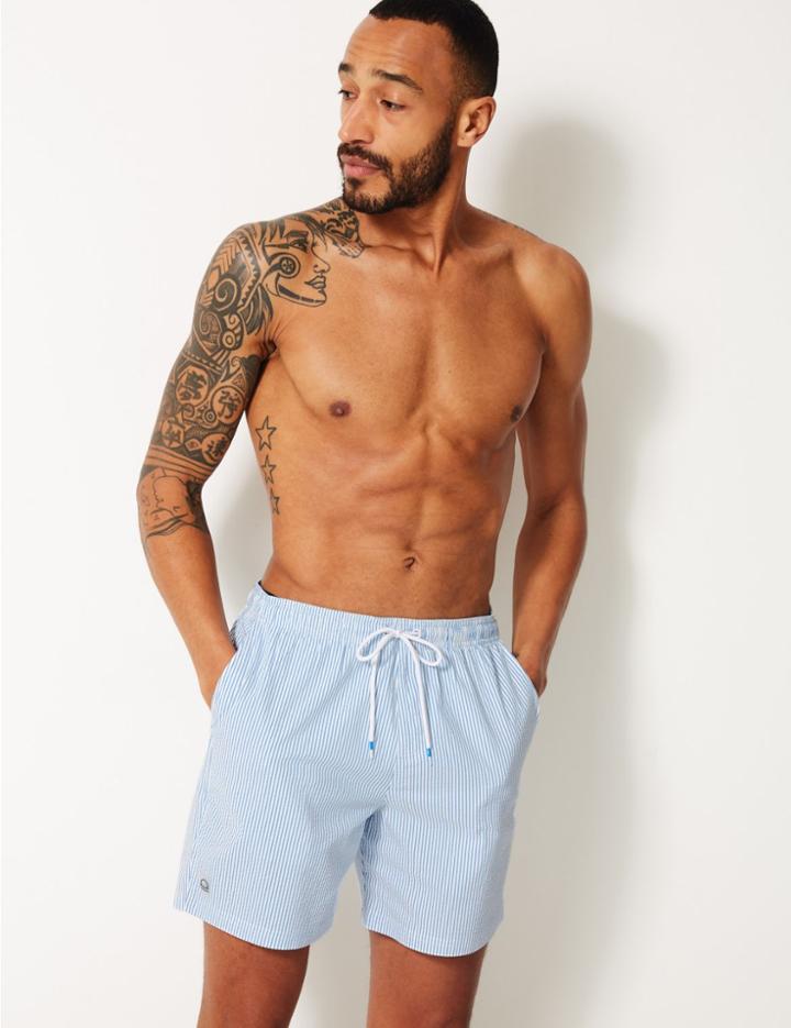 Marks & Spencer Quick Dry Seersucker Swim Shorts Blue