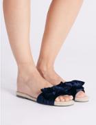 Marks & Spencer Velvet Bow Mule Sandals Navy