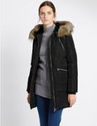 Marks & Spencer Faux Fur Hooded Jacket With Stormwear&trade; Black