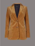 Marks & Spencer Cotton Rich Textured Corduroy Blazer Cognac