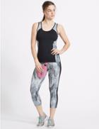 Marks & Spencer Printed Cropped Leggings With Cool Comfort&trade; Technology Black Mix