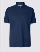 Marks & Spencer Pure Cotton Pique Polo Shirt Navy