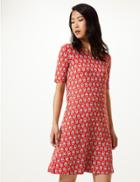 Marks & Spencer Floral Print Jersey Swing Dress Red Mix