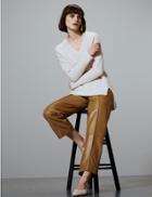 Marks & Spencer Leather Straight Leg Trousers Antique Gold