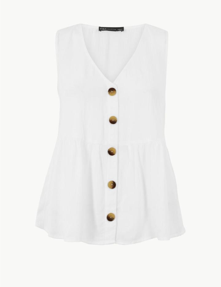 Marks & Spencer Button Detailed Blouse Soft White