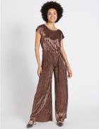 Marks & Spencer Metallic Short Sleeve Jumpsuit Bronze