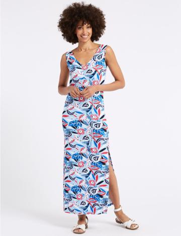 Marks & Spencer Floral Print Maxi Dress Navy Mix