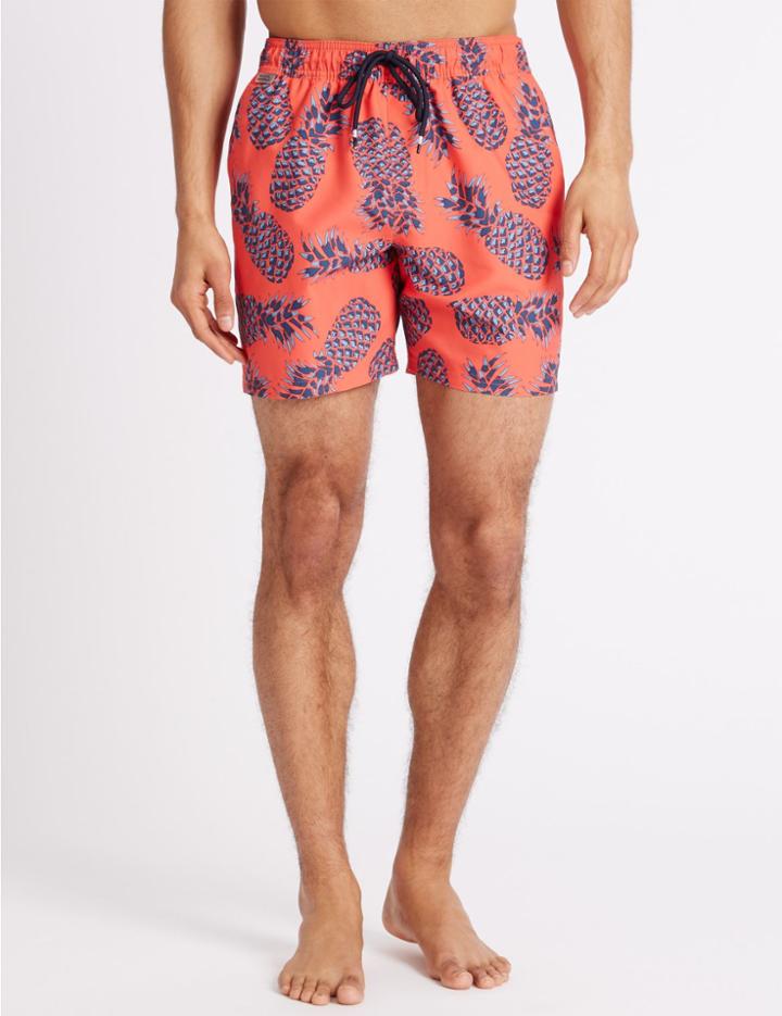 Marks & Spencer Quick Dry Printed Swim Shorts Coral Mix