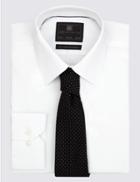 Marks & Spencer Pure Silk Spotted Textured Tie Black Mix