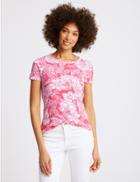 Marks & Spencer Cotton Rib Crew Neck T-shirt Pink Mix