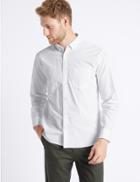 Marks & Spencer 2in Longer Pure Cotton Oxford Shirt White Mix