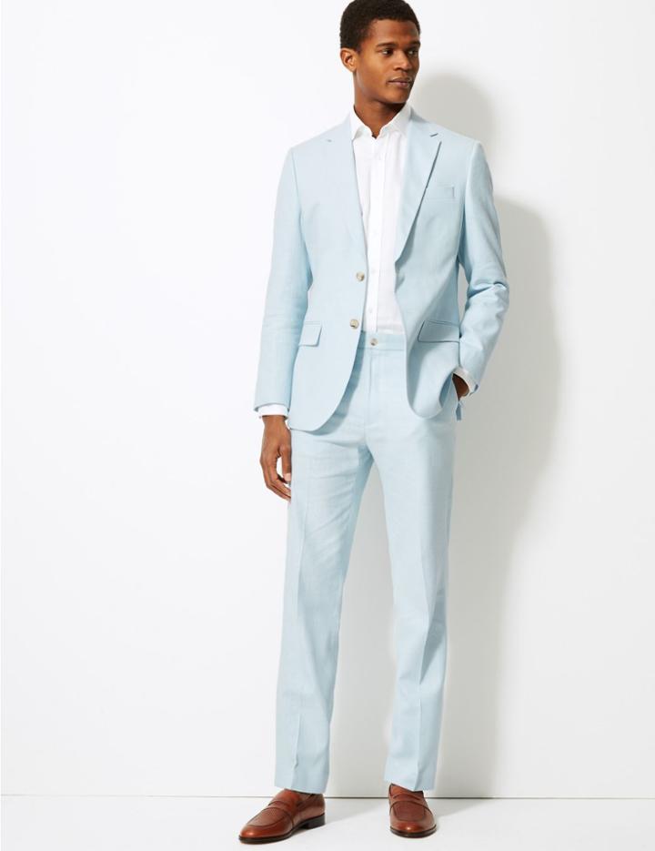 Marks & Spencer Regular Fit Trousers Blue